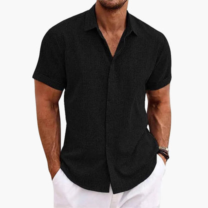 Camisa casual de hombre de manga corta con cuello de solapa – Camisa moderna de verano para el día a día y vacaciones