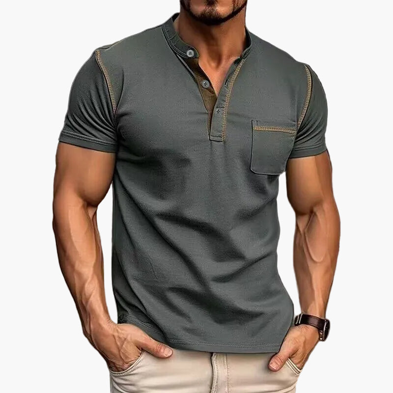 Heren modern vrijetijds Henley T-shirt met knoopsluiting – korte mouw, stijlvol voor dagelijks gebruik & vrije tijd
