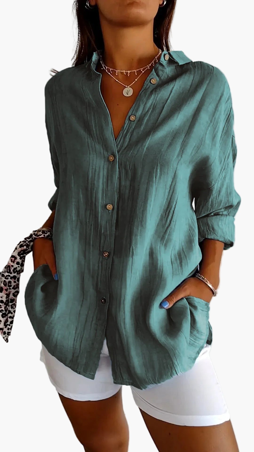 Camicia da donna manica lunga con bottoni – Outfit moderno casual e da ufficio