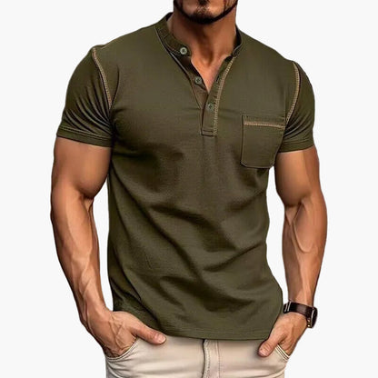 Heren modern vrijetijds Henley T-shirt met knoopsluiting – korte mouw, stijlvol voor dagelijks gebruik & vrije tijd