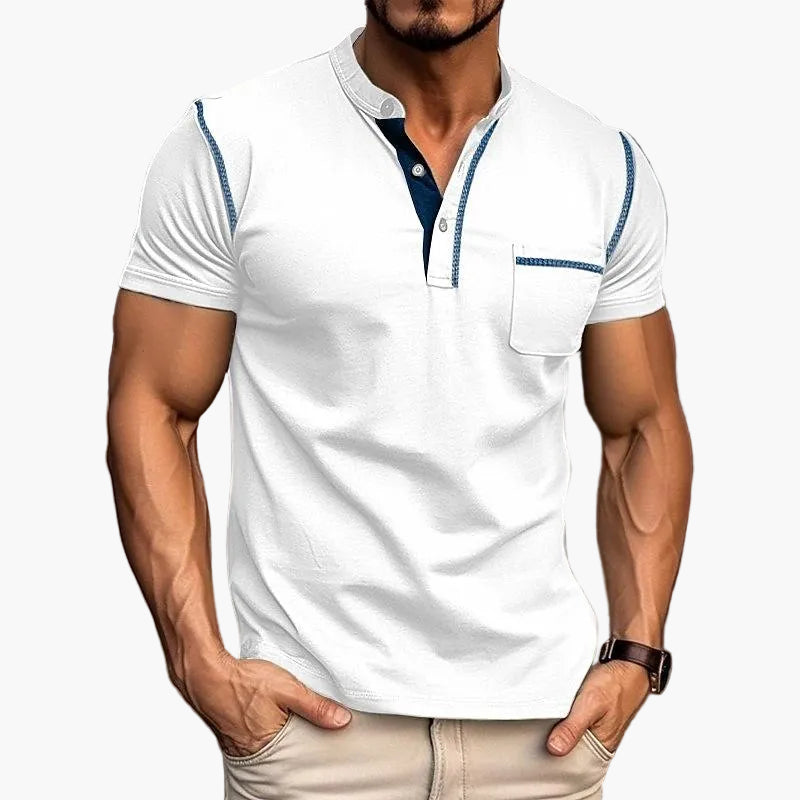 Heren modern vrijetijds Henley T-shirt met knoopsluiting – korte mouw, stijlvol voor dagelijks gebruik & vrije tijd