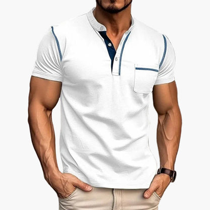 Heren modern vrijetijds Henley T-shirt met knoopsluiting – korte mouw, stijlvol voor dagelijks gebruik & vrije tijd
