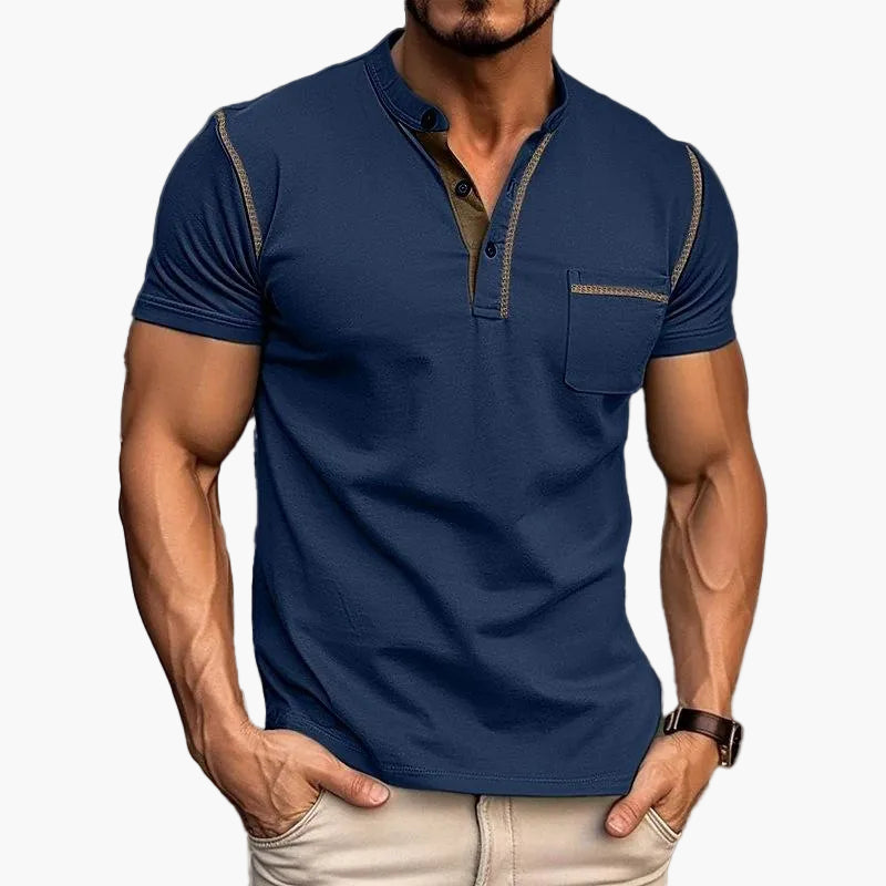 Heren modern vrijetijds Henley T-shirt met knoopsluiting – korte mouw, stijlvol voor dagelijks gebruik & vrije tijd