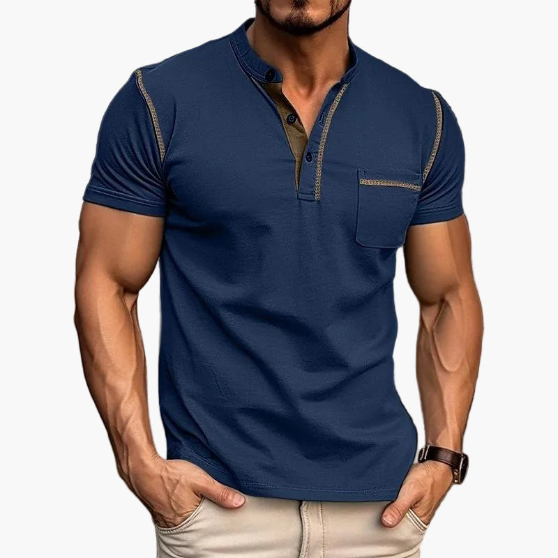 Heren modern vrijetijds Henley T-shirt met knoopsluiting – korte mouw, stijlvol voor dagelijks gebruik & vrije tijd