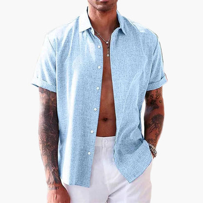 Camisa casual de hombre de manga corta con cuello de solapa – Camisa moderna de verano para el día a día y vacaciones
