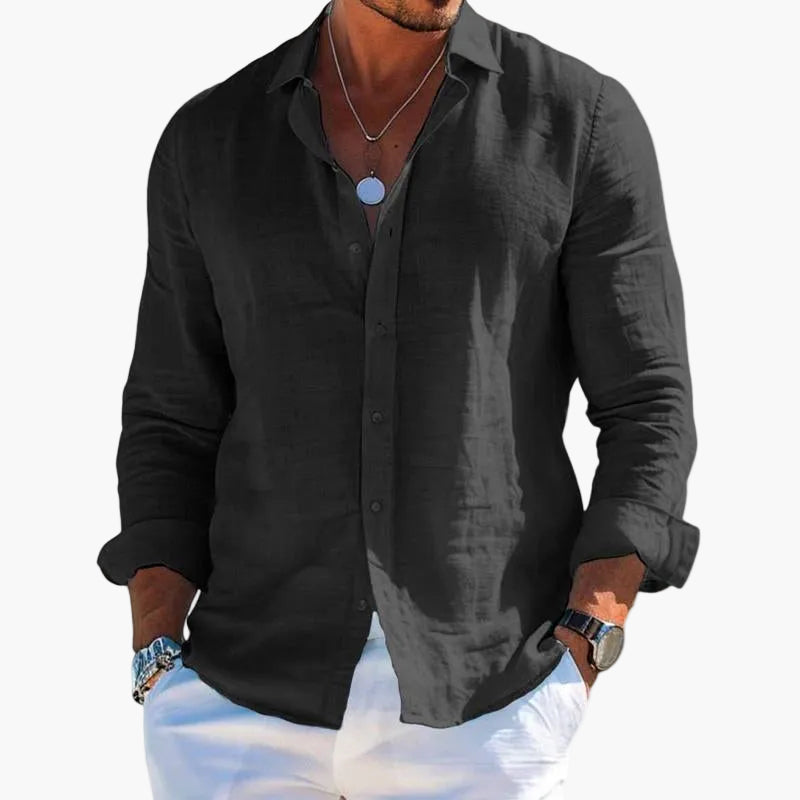 Camicia casual da uomo con colletto revers – Maglia elegante a maniche lunghe per tutti i giorni e vacanze