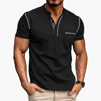 Heren modern vrijetijds Henley T-shirt met knoopsluiting – korte mouw, stijlvol voor dagelijks gebruik & vrije tijd