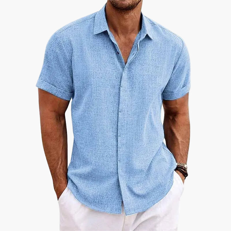 Camisa casual de hombre de manga corta con cuello de solapa – Camisa moderna de verano para el día a día y vacaciones