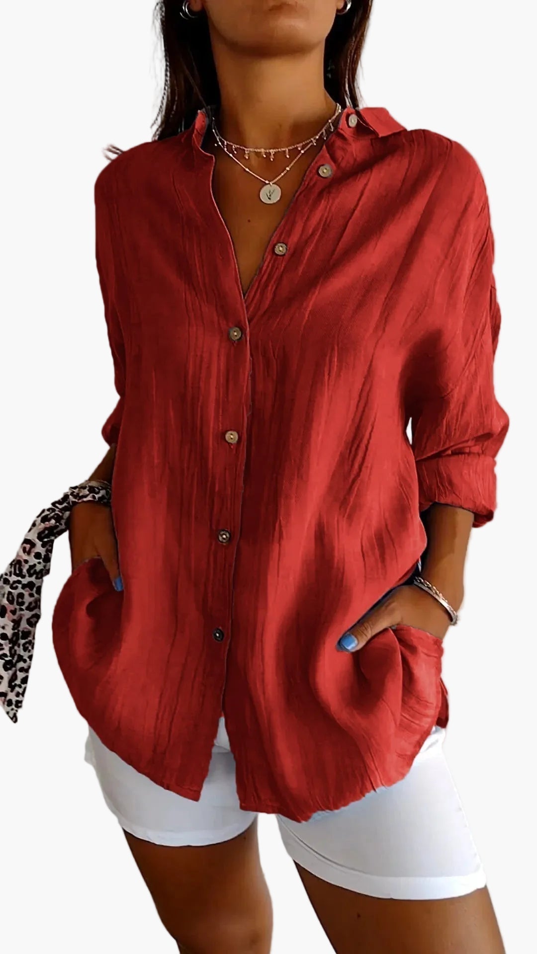 Camicia da donna manica lunga con bottoni – Outfit moderno casual e da ufficio