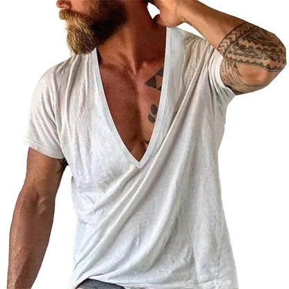 Herre T-shirt med dyb V-udskæring – Afslappet, moderne basis til hverdag og fritid