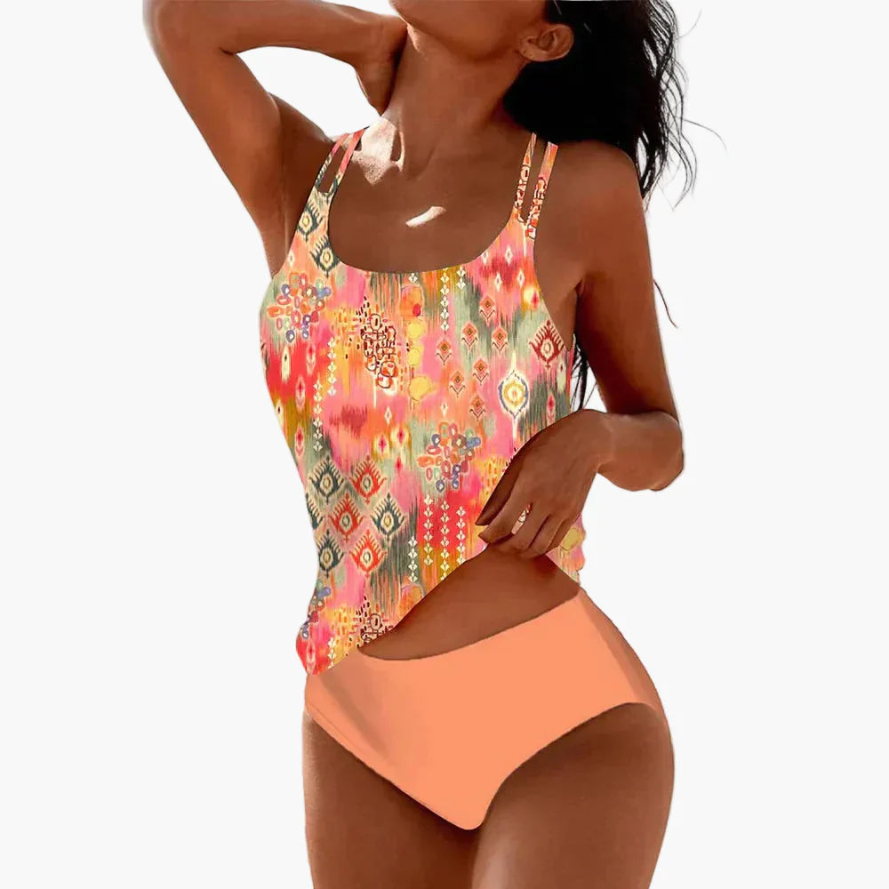 Set costume da bagno da donna con stampa mandala – Tankini alla moda per spiaggia e piscina