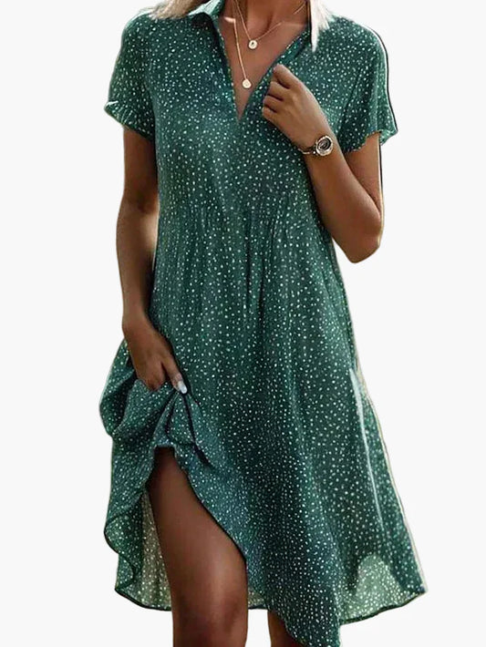 Vestido camisero de verano para mujer con puntos – Vestido casual suelto para el día a día y la oficina