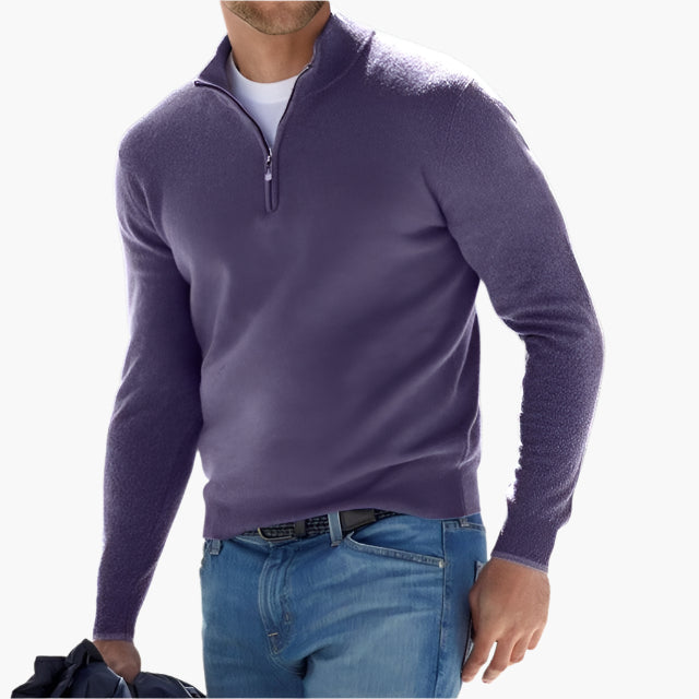 Męski sweter dziany z zamkiem – Nowoczesny casualowy look i komfort