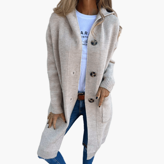 Dam Stickad Cardigan Lång – Modernt vardags- och fritidsplagg