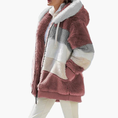 Veste d'hiver femme avec capuche et fermeture éclair – Manteau de loisirs tendance pour les jours froids