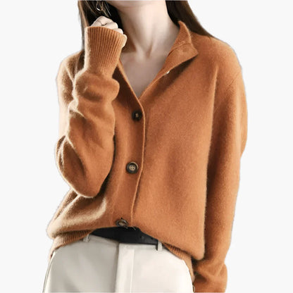 Damski sweter z dużymi guzikami – modny dzianinowy cardigan na jesień i zimę