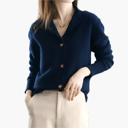 Damski sweter z dużymi guzikami – modny dzianinowy cardigan na jesień i zimę