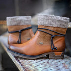 Enkellaarsjes voor dames met gebreide beenwarmer en veters
