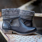 Enkellaarsjes voor dames met gebreide beenwarmer en veters