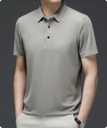 Herren Polohemd Modern Freizeit Stil – Atmungsaktives Sommer Oberteil mit Strukturmuster