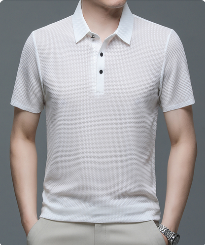 Herren Polohemd Modern Freizeit Stil – Atmungsaktives Sommer Oberteil mit Strukturmuster