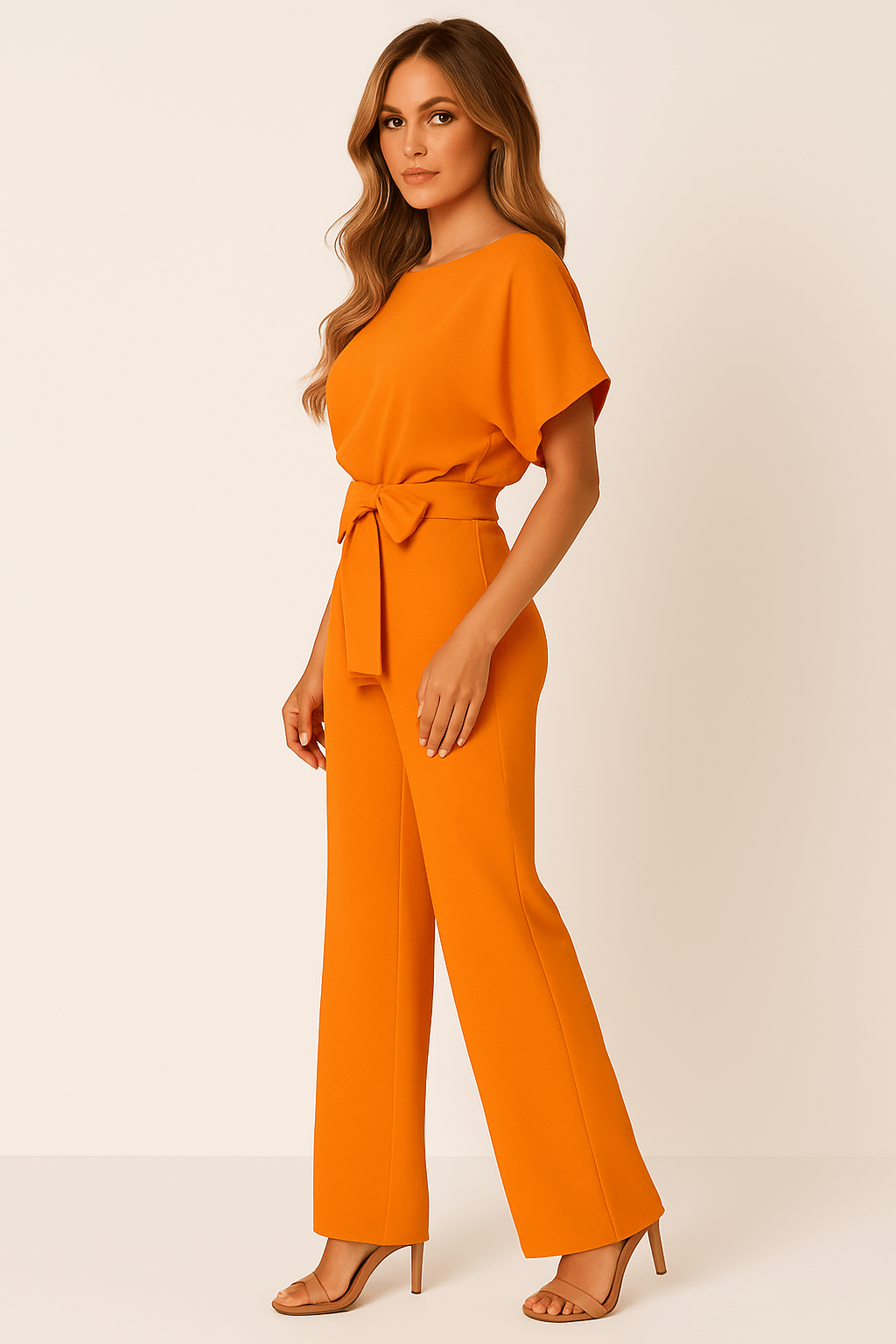 Damens jumpsuit med knytbälte – Elegant heldräkt för fritid & speciella tillfällen
