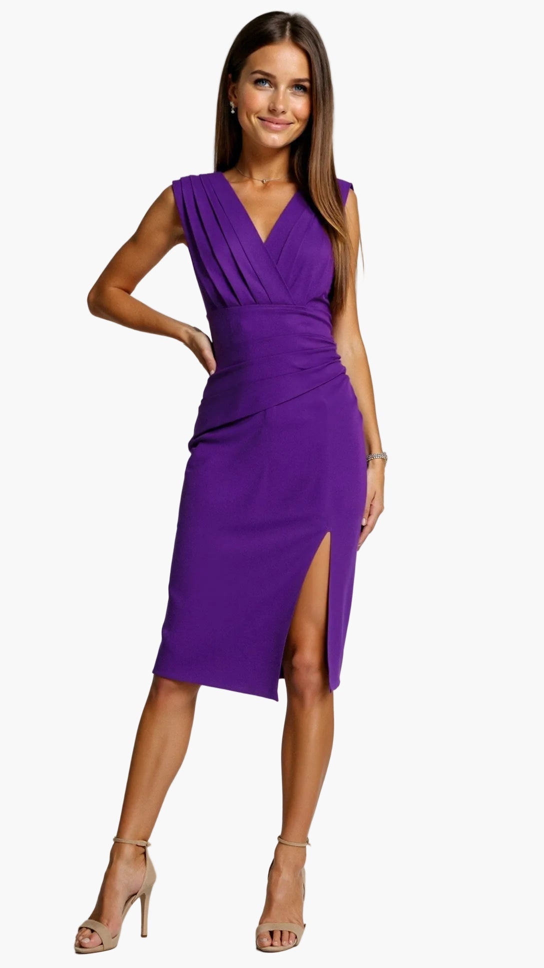 Vestido de noche elegante para mujer con diseño plisado y abertura – Perfecto para ocasiones festivas