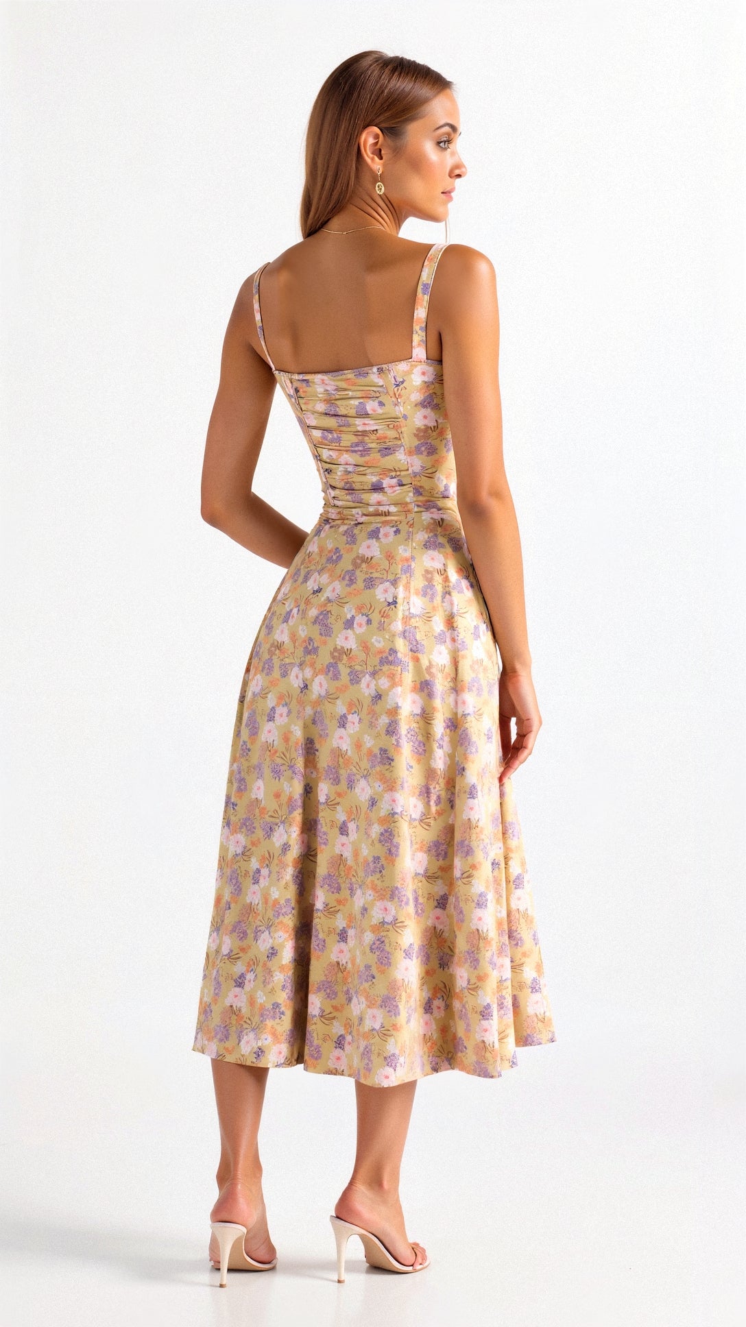 Damen Midikleid mit Korsett-Design und floralem Muster – Elegantes Sommerkleid für besondere Anlässe