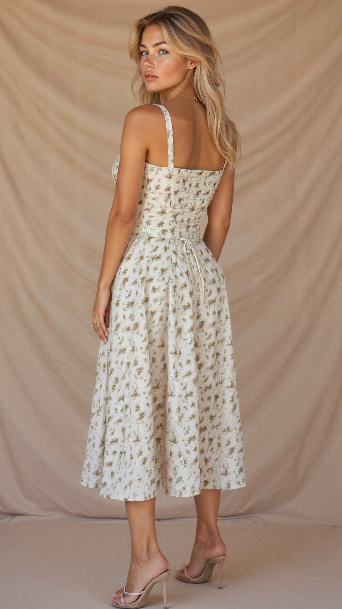Damen Midikleid mit Korsett-Design und floralem Muster – Elegantes Sommerkleid für besondere Anlässe