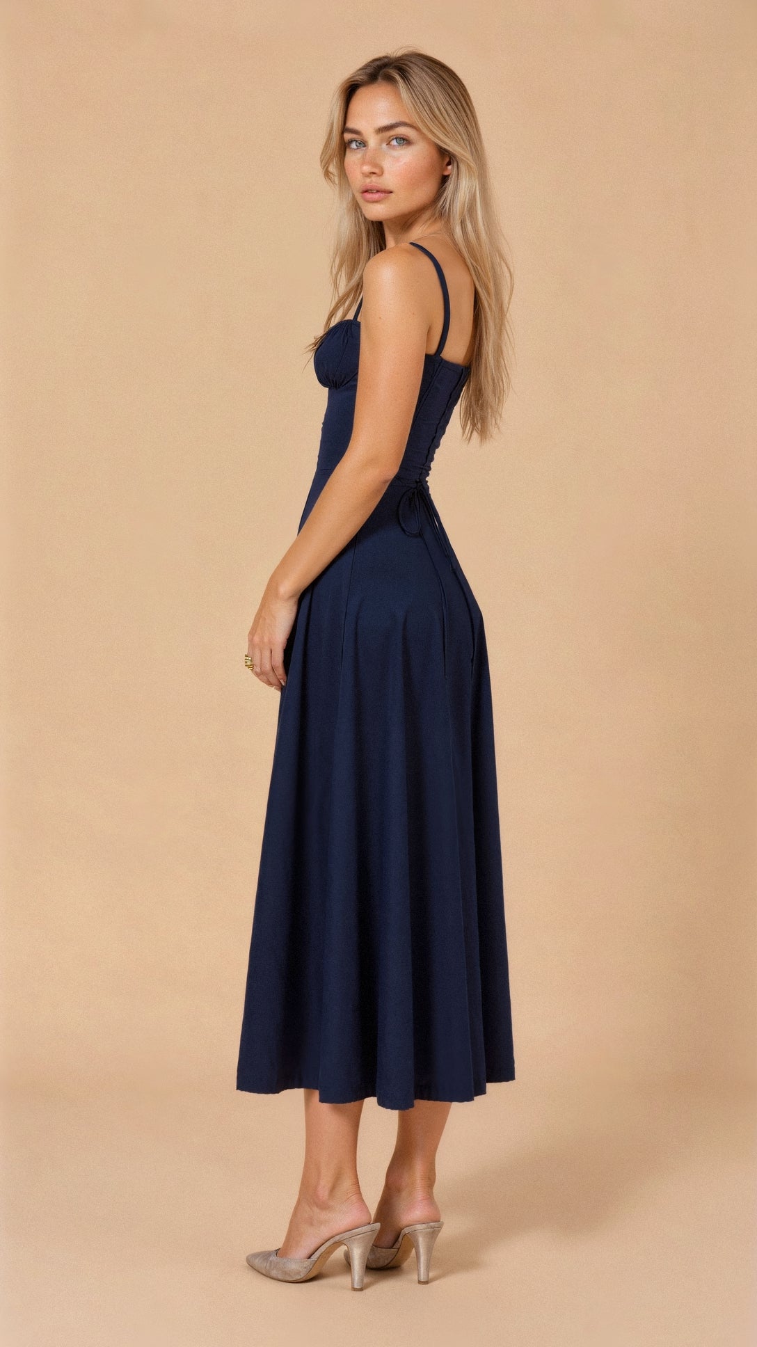 Damen Midikleid mit Korsett-Design und floralem Muster – Elegantes Sommerkleid für besondere Anlässe