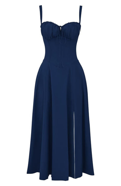 Damen Midikleid mit Korsett-Design und floralem Muster – Elegantes Sommerkleid für besondere Anlässe