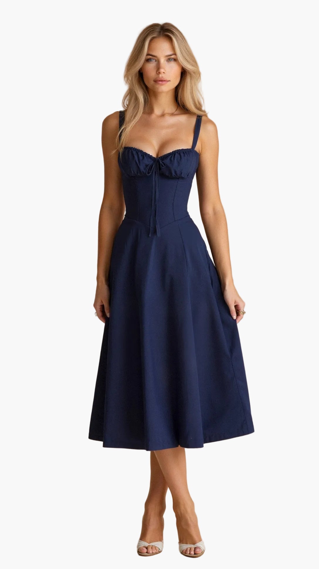 Damen Midikleid mit Korsett-Design und floralem Muster – Elegantes Sommerkleid für besondere Anlässe