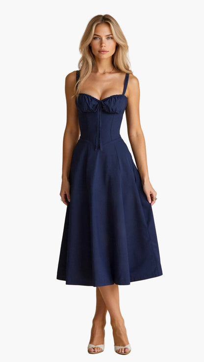 Damen Midikleid mit Korsett-Design und floralem Muster – Elegantes Sommerkleid für besondere Anlässe