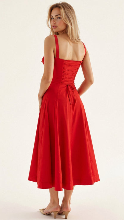 Damen Midikleid mit Korsett-Design und floralem Muster – Elegantes Sommerkleid für besondere Anlässe