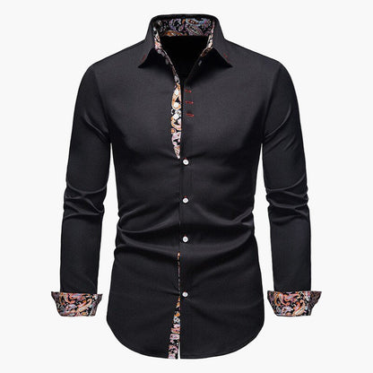 Chemise homme élégante à manches longues avec design moderne et détails paisley – Pour le travail et les loisirs