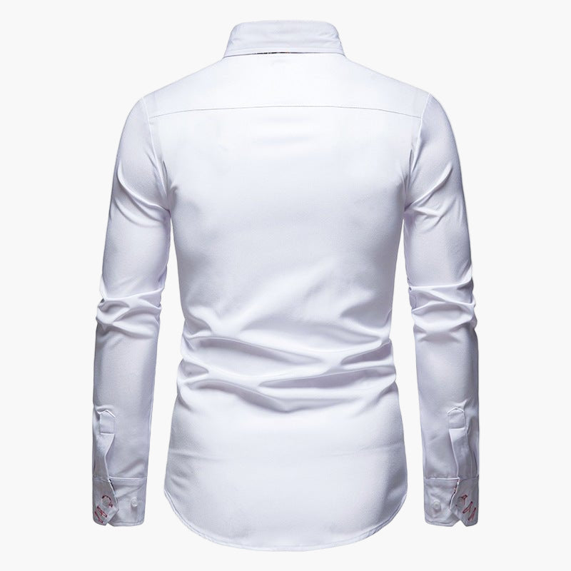 Camicia casual da uomo con taglio moderno e dettagli accentuati – Camicia a maniche lunghe elegante per ufficio e tempo libero