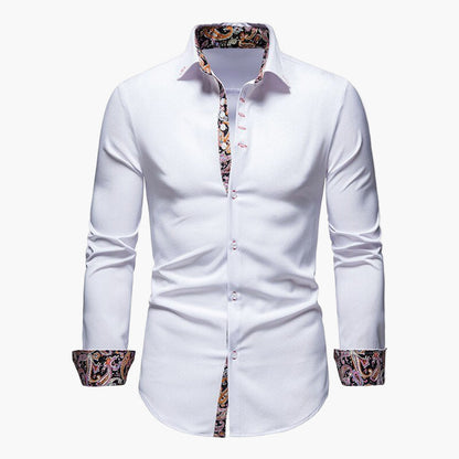 Chemise homme élégante à manches longues avec design moderne et détails paisley – Pour le travail et les loisirs