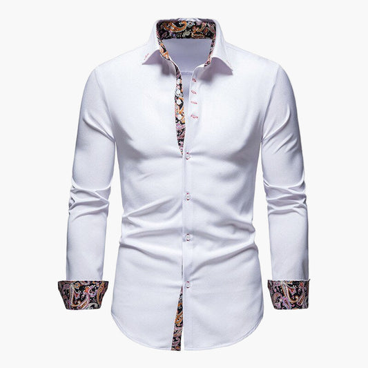 Heren elegant overhemd met lange mouwen, modern design en paisley-details – voor business en vrije tijd