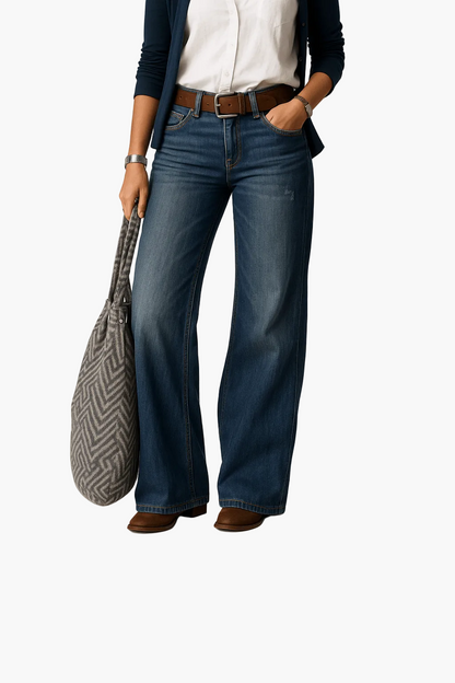 Damen Weitbein-Jeans im Casual-Look – Elegante Alltagshose mit modernem Schnitt
