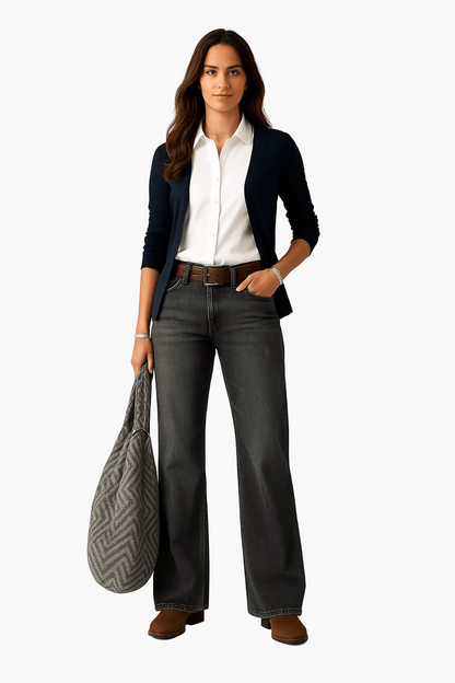 Damen Weitbein-Jeans im Casual-Look – Elegante Alltagshose mit modernem Schnitt