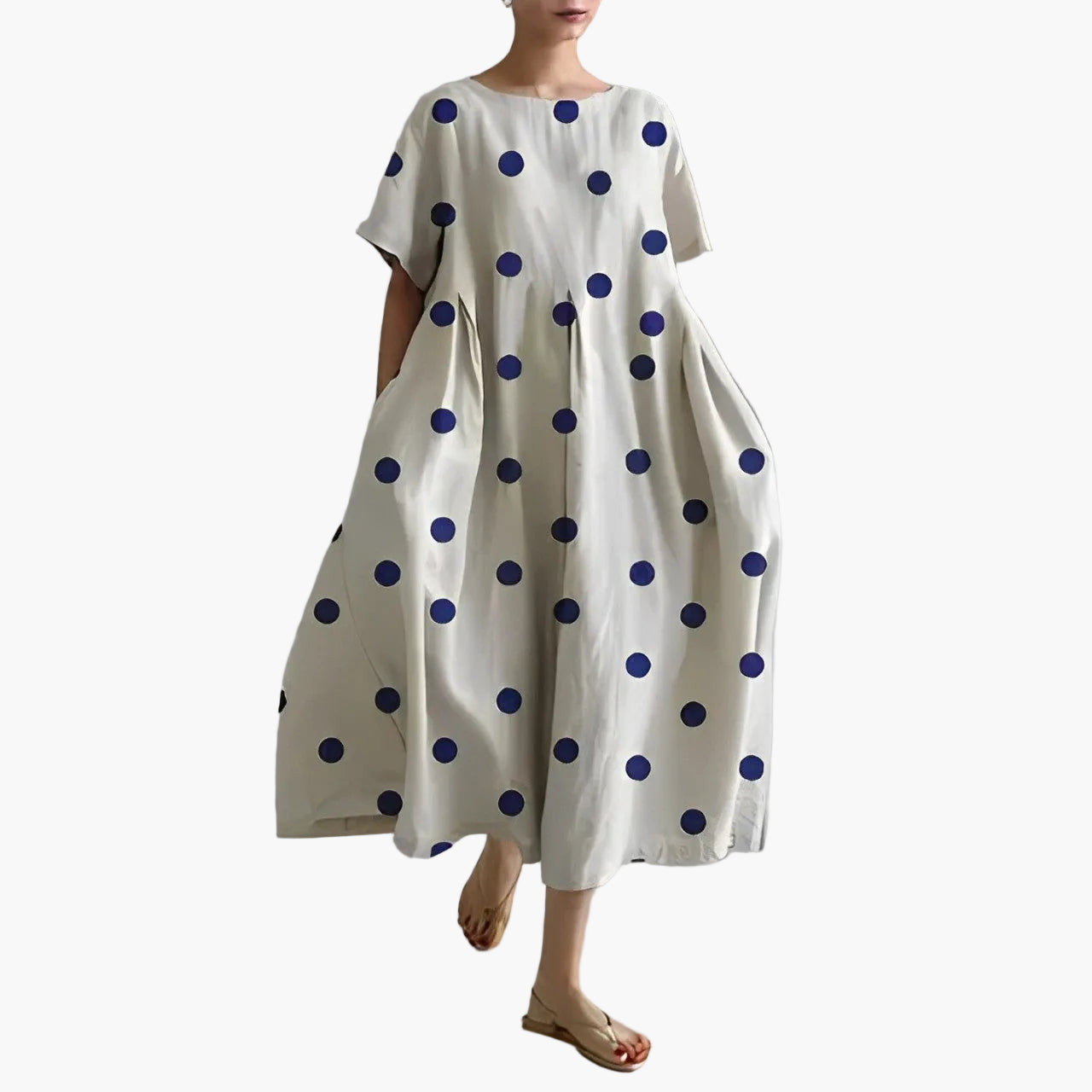 Dame sommerkjole løs, moderne, blomstrete midi