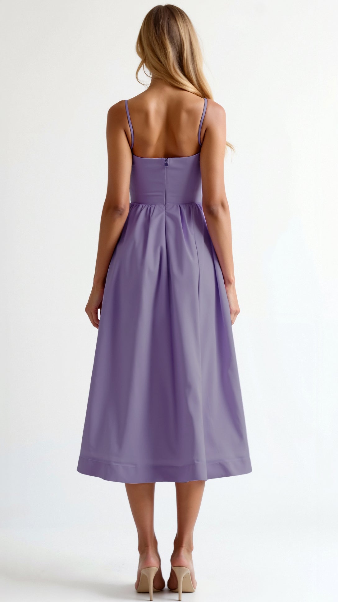 Vestido midi para mujer con tirantes finos – Look elegante de verano para ocasiones especiales