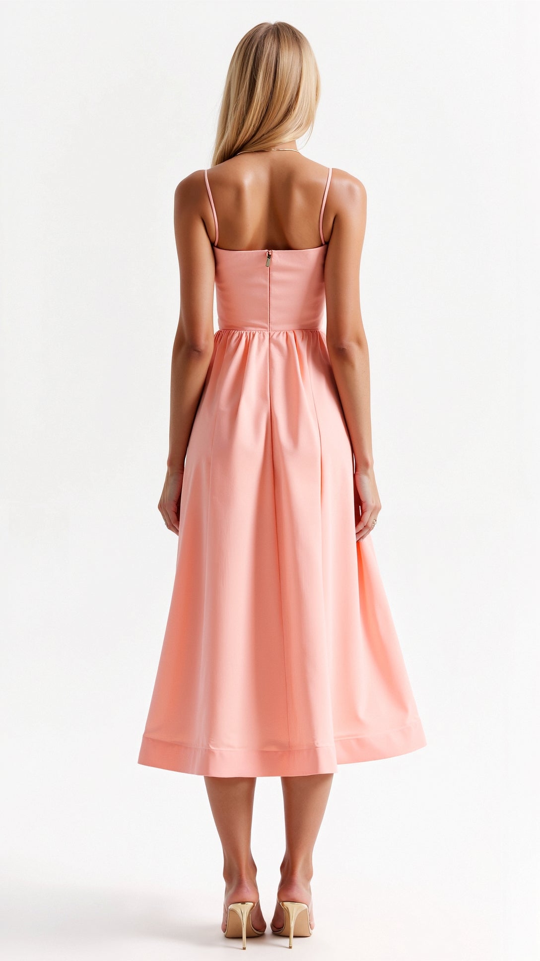 Vestido midi para mujer con tirantes finos – Look elegante de verano para ocasiones especiales