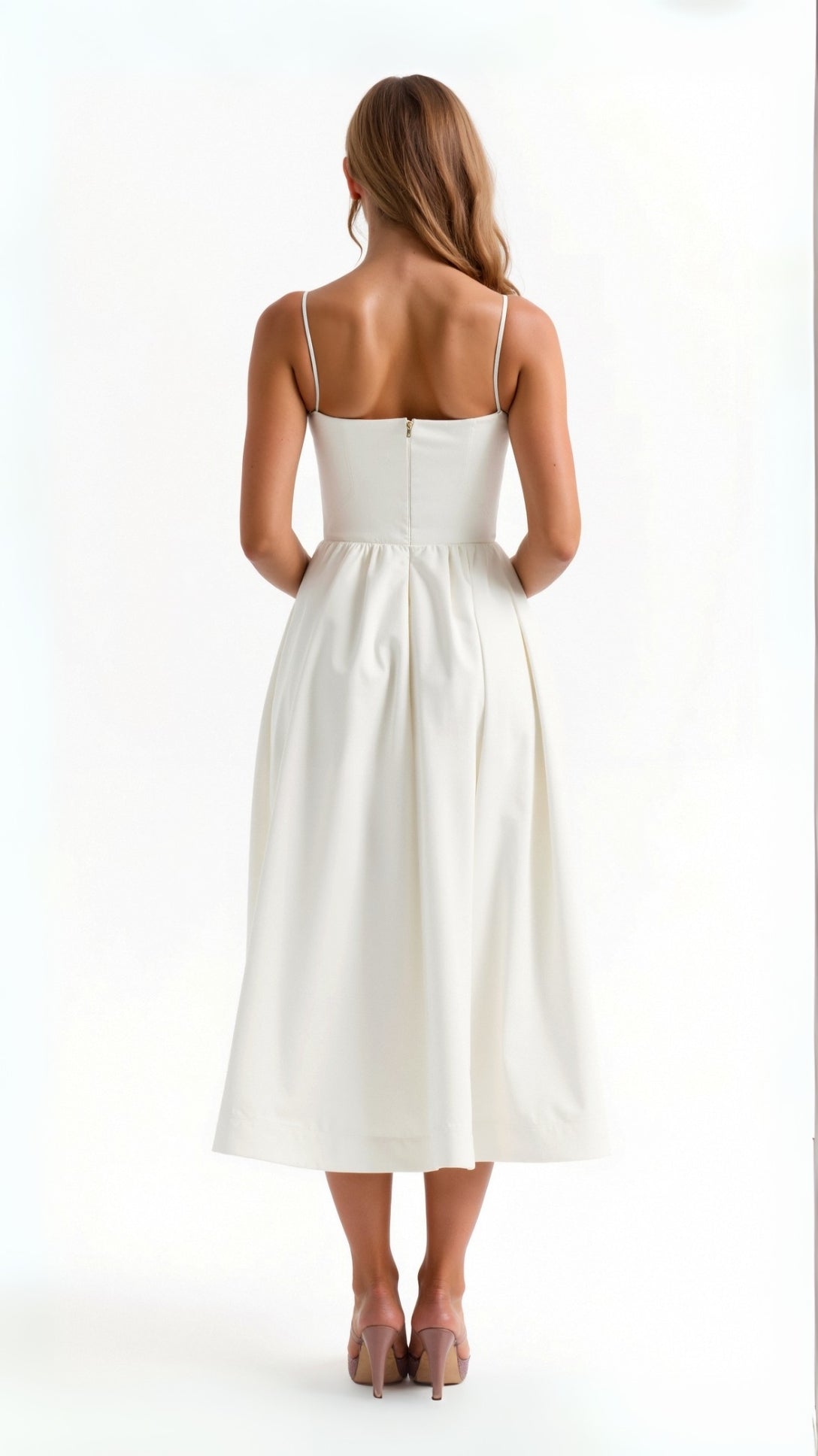 Vestido midi para mujer con tirantes finos – Look elegante de verano para ocasiones especiales