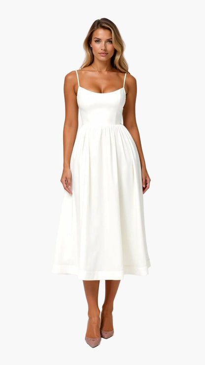 Vestido midi para mujer con tirantes finos – Look elegante de verano para ocasiones especiales