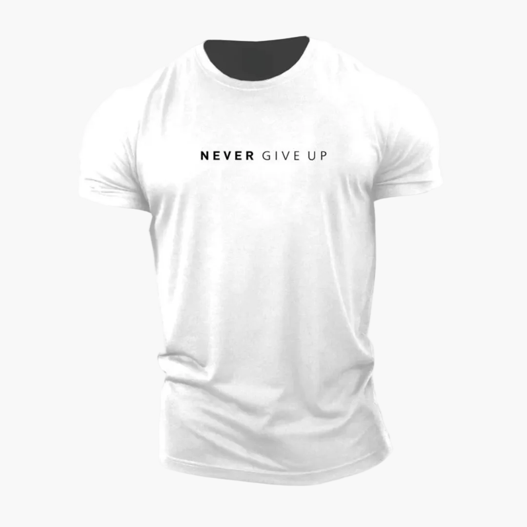 Męski t-shirt z motywującym napisem – sport i rekreacja