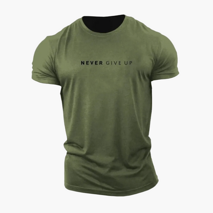 Męski t-shirt z motywującym napisem – sport i rekreacja