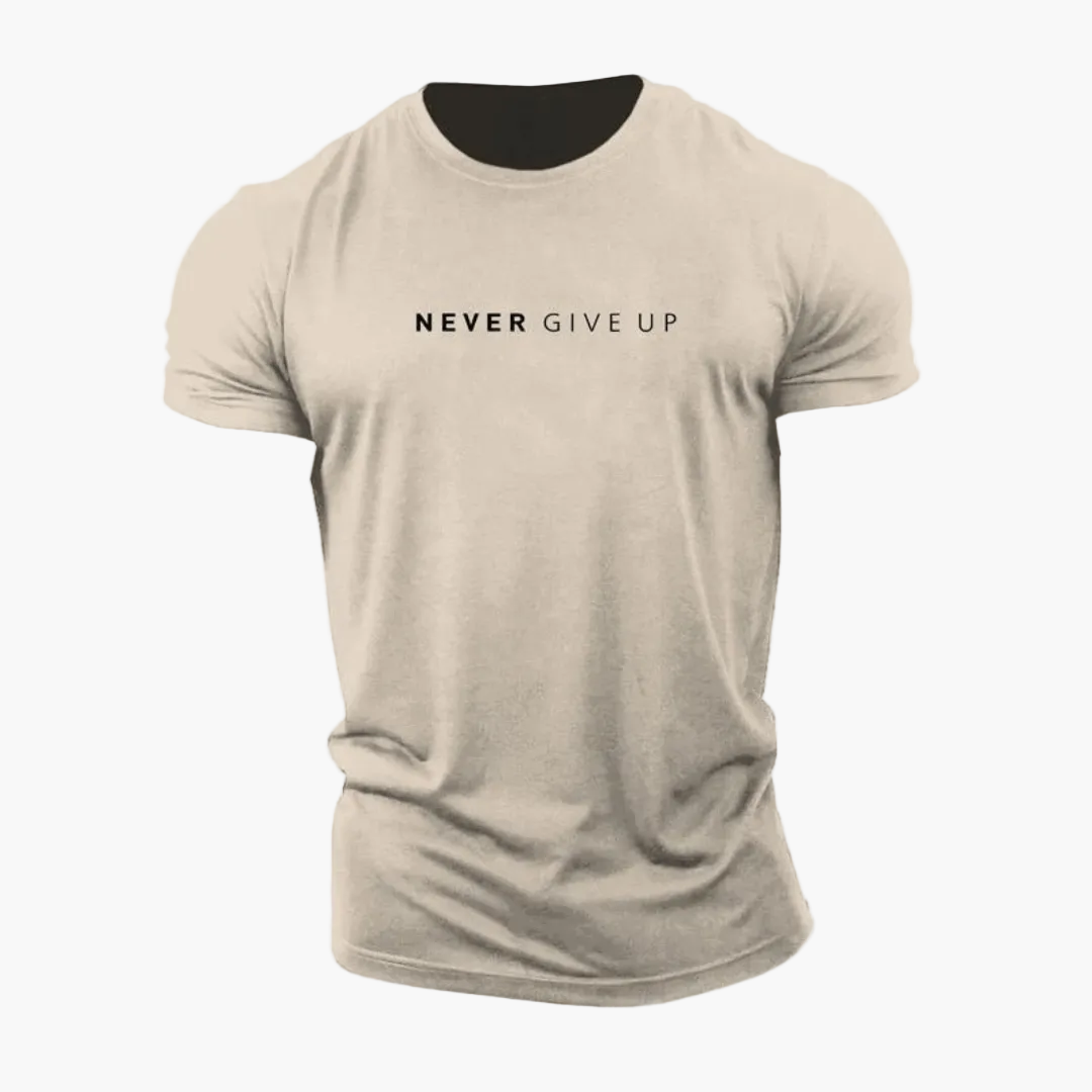 Męski t-shirt z motywującym napisem – sport i rekreacja
