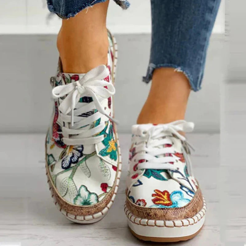 Sneaker da donna con motivo floreale – Scarpe alla moda per tempo libero, quotidiano e passeggiate