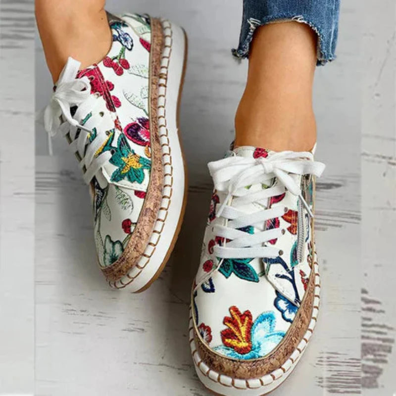 Sneaker da donna con motivo floreale – Scarpe alla moda per tempo libero, quotidiano e passeggiate